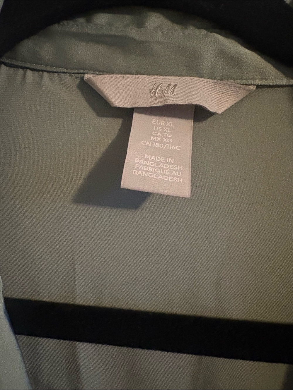 H&M Olive Green Satin-Look Button Shirt - Picture 3 of 3